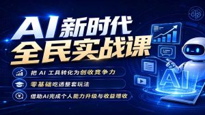 AI新时代全民实战课，把 AI 工具转化为创收竞争力，零基础吃透整套玩法，借助AI完成个人能力升级与收益增收。-KJ分享