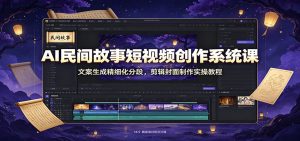 AI民间故事短视频创作系统课:文案生成精细化分段,剪辑封面制作实操教程-KJ分享