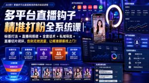 多平台直播钩子精准打粉全系统课｜标签打法+直播间搭建+全套话术+私域导流+直播切片闭环，告别无效流量，让精准顾客找上门！-KJ分享