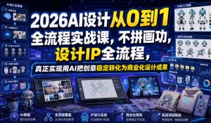 2026AI设计从0到1全流程实战课,不拼画功,设计IP全流程,真正实现用AI把创意稳定转化为商业化设计成果-KJ分享