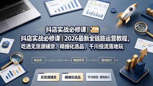 抖店实战必修课｜2026最新全链路运营教程，吃透无货源铺货、精细化选品、千川投流落地玩法-KJ分享