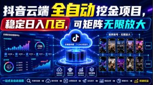 Dy云端全自动挖金项目，稳定日入几百，可矩阵无限放大！【揭秘】-KJ分享