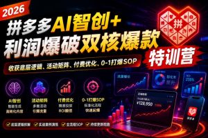 2026拼多多AI智创+利润爆破双核爆款特训营,收获底层逻辑、活动矩阵、付费优化、0-1打爆SOP(更新0727)-KJ分享