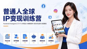 普通人全球IP变现训练营：Facebook×Instagram入门×个人IP定位×AI辅助创作×前30天运营×变现路径-KJ分享
