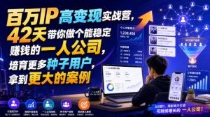 百万IP高变现实战营,42天带你做个能稳定賺钱的一人公司,培育更多种子用户,拿到更大的案例-KJ分享