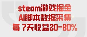 steam游戏掘金，AI脚本数据采集，轻松月入过万，每7天收益20-80%-KJ分享
