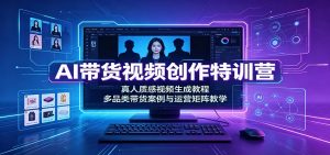AI带货视频创作特训营:真人质感视频生成教程,多品类带货案例与运营矩阵教学-KJ分享