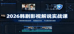 2026韩剧影视解说实战课:文案剪辑封面全教学,规避版权冲击平台精选签约通道-KJ分享