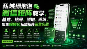私域绿泡泡微信矩阵教学,基建、热号、脱敏、避坑,聚焦规模化私域矩阵运营实战-KJ分享