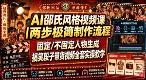 AI邵氏风格视频课｜两步极简制作流程，固定/不固定人物生成，搞笑段子带货视频全套实操教学-KJ分享