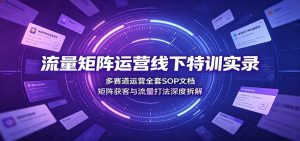 流量矩阵运营线下特训实录:多赛道运营全套SOP文档,矩阵获客与流量打法深度拆解-KJ分享