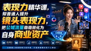 表现力精华课，帮普通人提升镜头表现力，把公域流量稳稳转化为自身商业资产-KJ分享