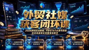 外贸社媒获客闭环课｜2026跨境实战教程，FB与TikTok账号搭建投流询盘转化完整落地教学-KJ分享