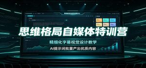 思维格局自媒体特训营:精细化字幕视觉设计教学,AI提示词批量产出优质内容-KJ分享