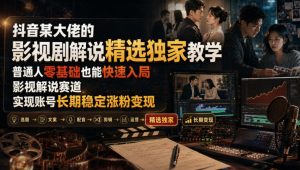 抖音某大佬的影视剧解说精选独家教学,普通人零基础也能快速入局影视解说赛道,实现账号长期稳定变现-KJ分享