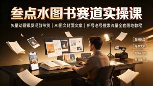 叁点水图书赛道实操课|矢量动画银发混剪带货,AI图文封面文案,新号老号搜索流量全套落地教程-KJ分享