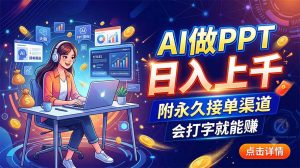 AI做PPT日入上千,附永久接单渠道,会打字就能赚-KJ分享