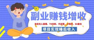 2026年多个真实落地副业项目,手把手带你搭建被动收入管道(淘宝无人直播、海外TK拉新…-KJ分享