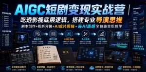 AIGC短剧变现实战营｜吃透影视底层逻辑，搭建专业导演思维，剧本创作+视听分镜+AI成片剪辑+去AI质感全链路变现教学-KJ分享