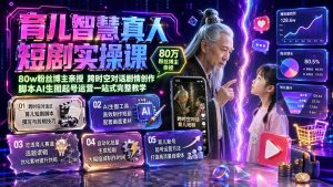 育儿智慧真人短剧实操课｜80w粉丝博主亲授，跨时空对话剧情创作，脚本AI生图起号运营一站式完整教学-KJ分享