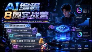 AI编程8周实战营：从敲代码到变现交付×开发环境×6练手项目×两大主线产品×商业闭环×跨越盈利-KJ分享