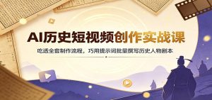 AI历史短视频创作实战课:吃透全套制作流程,巧用提示词批量撰写历史人物剧本-KJ分享