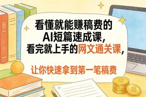 看懂就能賺稿费的AI短篇速成课,看完就上手的网文通关课,让你快速拿到第一笔稿费(更新8月)-KJ分享