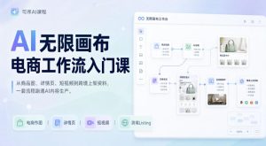 AI无限画布电商工作流入门课,从电商图片、详情页、带货视频到TK亚马逊产品上架模板实战,一套课程搞定-KJ分享