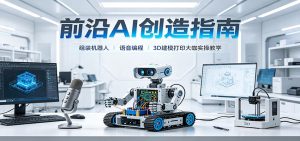 前沿AI创造指南:组装机器人、语音编程、3D建模打印大咖实操教学-KJ分享
