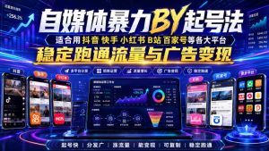 自媒体暴力搬运起号法，适合用抖音快手小红书B站百家号等各大平台，稳定跑通流量与广告变现-KJ分享
