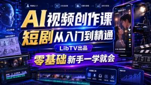 AI视频创作课，短剧从入门到精通，LibTV出品，零基础新手一学就会-KJ分享