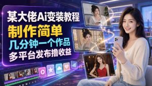 某大佬Ai变装教程,制作简单,几分钟一个作品,多平台发布撸收益-KJ分享