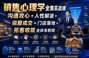销售心理学全集实战课｜沟通攻心+人性解读+说服成交+门店落地+拓客收现全体系教程-KJ分享