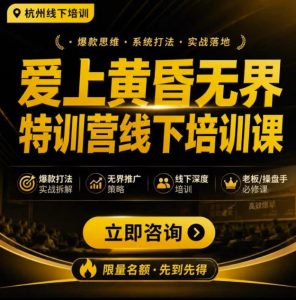 爱上黄昏无界特训营AI推广实战7月27-30杭州线下课，AI落地淘宝最完整的课程，学天猫淘宝的老板必看-KJ分享