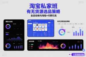 淘宝私家班，有无货源选品策略，高成功率爆款全流程打法，全店动销与淘短+付费引流(更新2026年08月05日)-KJ分享