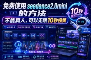 免费使用seedance2.0mini的方法，不能真人，可以无限10秒视频，9图+3音频参考-KJ分享