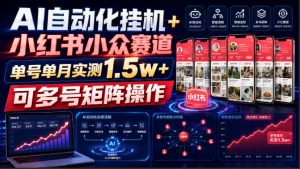 AI自动化挂G+小红书小众赛道，单号单月实测1.5w+，可多号矩阵操作【揭秘】-KJ分享