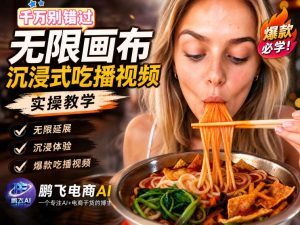 保姆级教程｜用AI无线画布做沉浸式吃播，3步直接出片，无线画布工作流，操作简单好上手-KJ分享