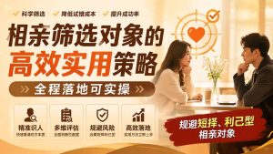 付费文章：相亲筛选对象的高效实用策略，全程落地可实操，规避短择、利己型相亲对象-KJ分享