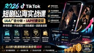 2026TikTok短剧出海实战课：IAA广告分账×IAP付费变现×账号搭建×平台规则×双轨爆发×回款全流程-KJ分享