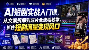 AI短剧实战入门课，从文案拆解到成片全流程教学，抓住短剧流量变现风口-KJ分享