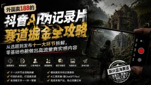 外面卖188的抖音AI伪记录片赛道掘金全攻略;从选题到发布十一大环节拆解,零基础也能做出高流量真实感内容-KJ分享