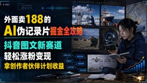 外面卖188的AI伪记录片掘金全攻略，抖音图文新赛道，轻松涨粉变现，拿创作者伙伴计划收益【文档】-KJ分享