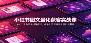 小红书图文量化获客实战课：单人二十台设备矩阵搭建，标准化流程高效批量引流获客-KJ分享