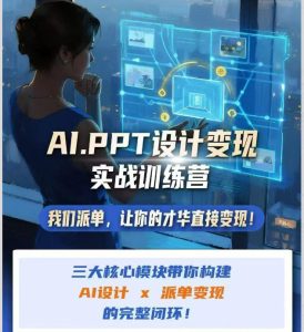 AI+PPT设计变现实战训练营，我们派单，让你的才华直接变现，三大核心模块带你构建Al设计x派单变现的完整闭环-KJ分享