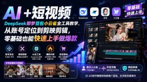 AI+短视频｜DeepSeek即梦豆包小云雀全工具教学，从账号定位到剪映剪辑，零基础也能快速上手做爆款-KJ分享