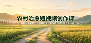 农村治愈短视频创作课:AI工具搭配剪辑技巧,零基础快速制作高质感田园治愈内容-KJ分享