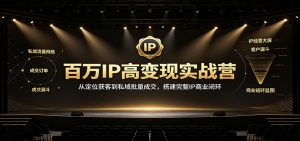 百万IP高变现实战营:从定位获客到私域批量成交,搭建完整IP商业闭环-KJ分享
