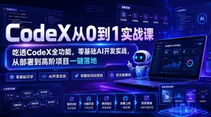 CodeX从0到1实战课,吃透CodeX全功能,零基础AI开发实战,从部署到高阶项目一键落地-KJ分享