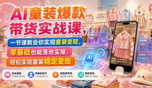 AI童装爆款带货实战课，一节课教会你实现童装变现，零基础也能落地实操-KJ分享
